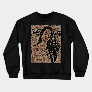 line art beauty girl Crewneck Sweatshirt